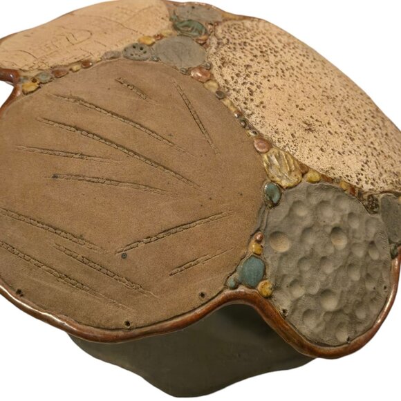 Mushroom Sculpture OOAK Pottery Folk Art Large Boho Fairy Garden Home Decor - Picture 8 of 16